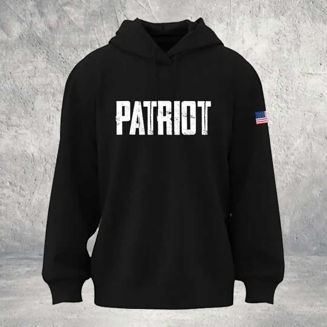Patriot Gear Merch B&W Patriot Hoodie US Flag Graphic Pullover America First Gift