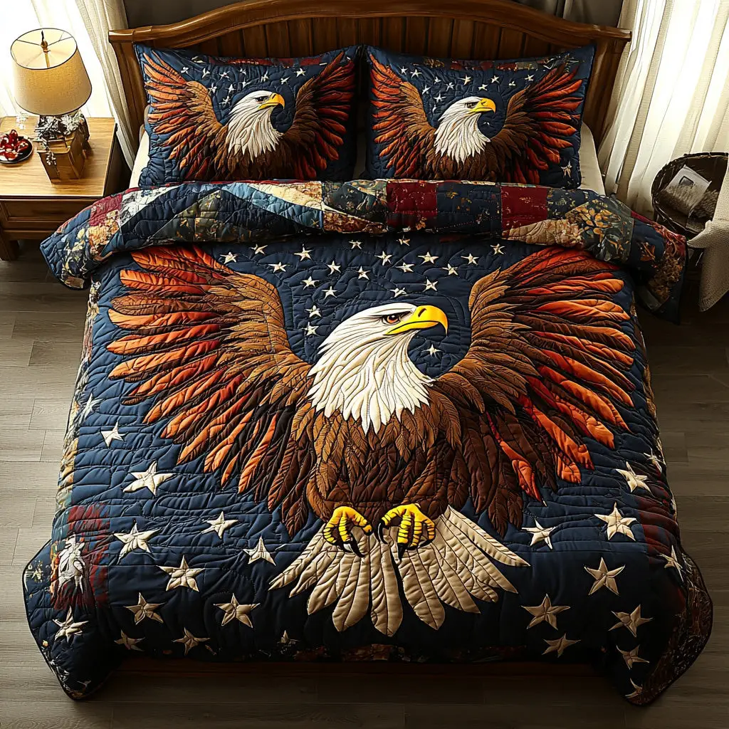 Patriot Sky Quilted Bedding Set Luxury Bedding Set with Pillow Covers Included Patriot Sky Quilted Bedding Set Luxury Bedding Set with Pillow Covers Included - Image 1