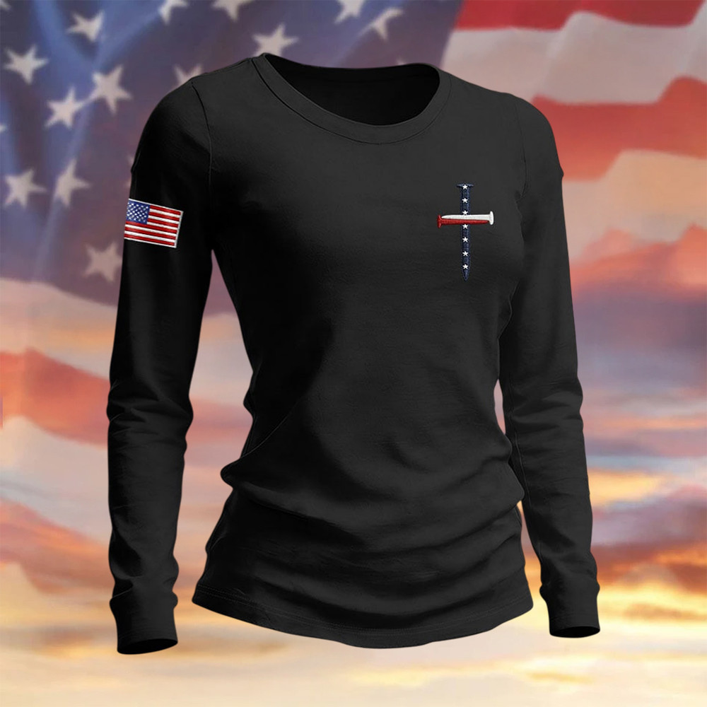 Patriotic American Flag Faith Long Sleeve Shirt America's 250th Birthday Clothing Line Patriotic American Flag Faith Long Sleeve Shirt America's 250th Birthday Clothing Line - Image 1