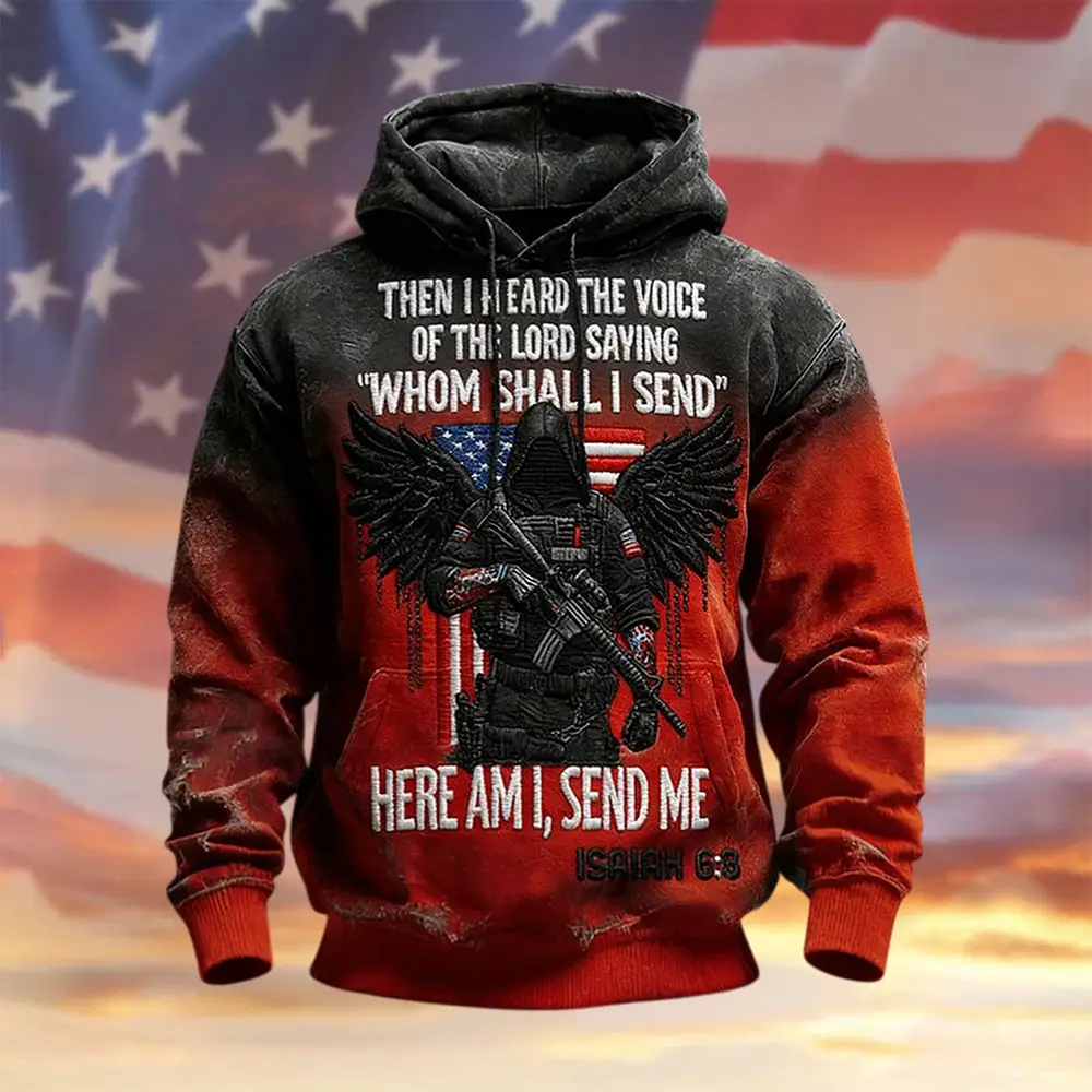 Patriotic Christian Graphic Vintage Hoodie Here Am I Send Me Clothing Christian Gift For Patriots Patriotic Christian Graphic Vintage Hoodie Here Am I Send Me Clothing Christian Gift For Patriots - Image 1