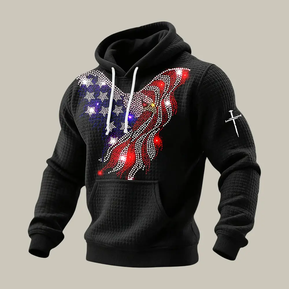 Patriotic Eagle American Flag Graphic Faith Hoodie Independence Day 2026 Apparel
