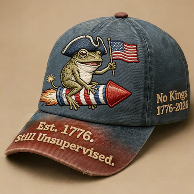 Patriotic Frog Est 1776 Still Unsupervised Hat No Kings 1776 2026 Baseball Cap Anti MAGA Gift Patriotic Frog Est 1776 Still Unsupervised Hat No Kings 1776 2026 Baseball Cap Anti MAGA Gift - Image 1