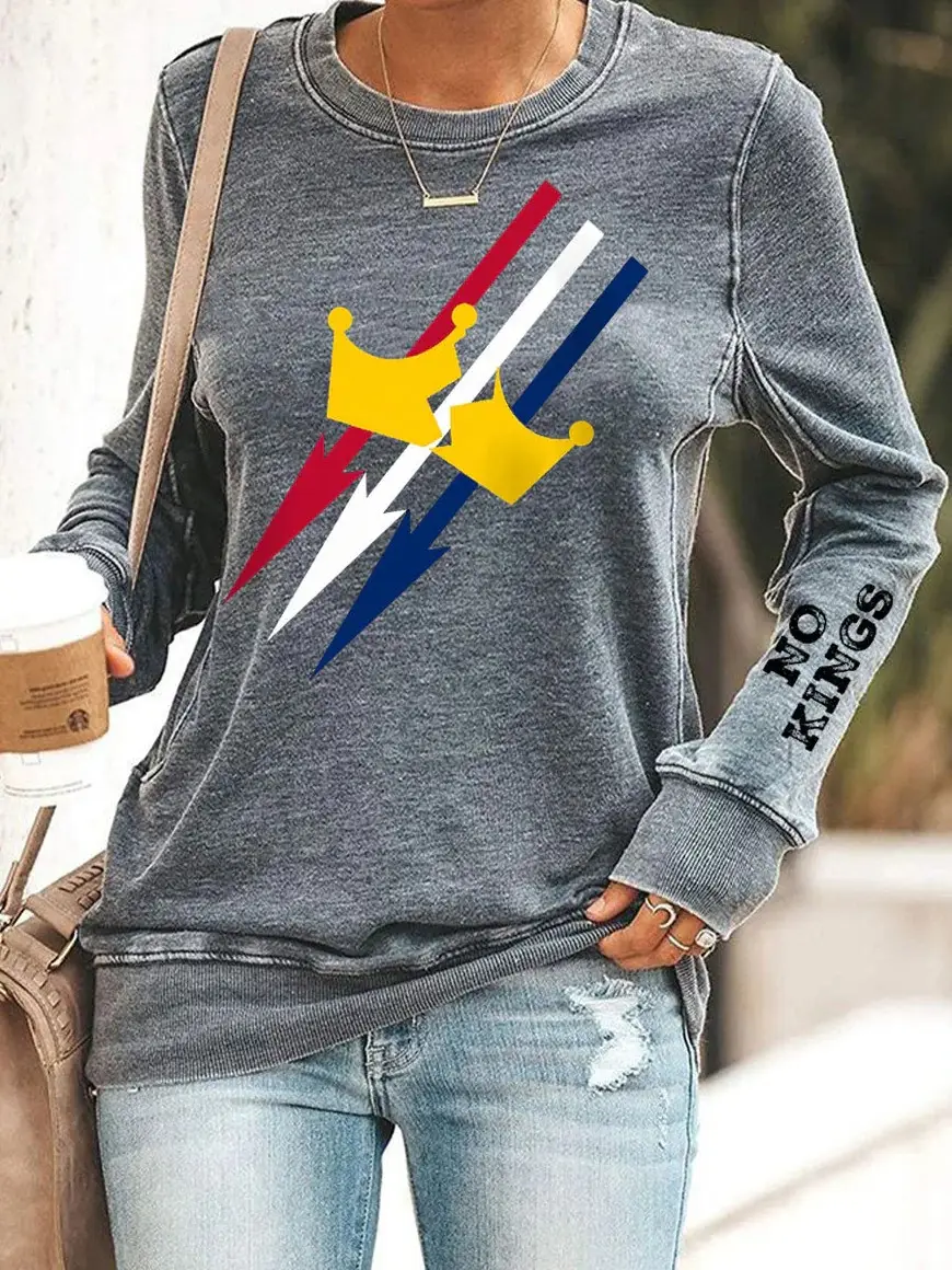 Patriotic No Kings Sweatshirt Democracy Protest Apparel Gifts For Supporters Patriotic No Kings Sweatshirt Democracy Protest Apparel Gifts For Supporters - Image 1