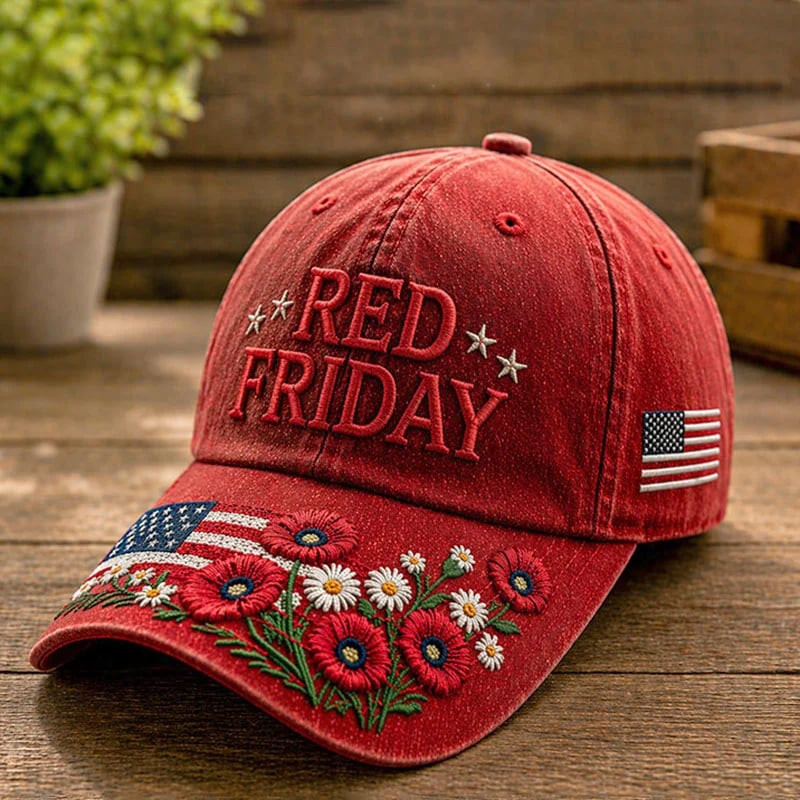 Patriotic Stars Red Friday Baseball Cap American Flag With Poppy Hat Gift For Men