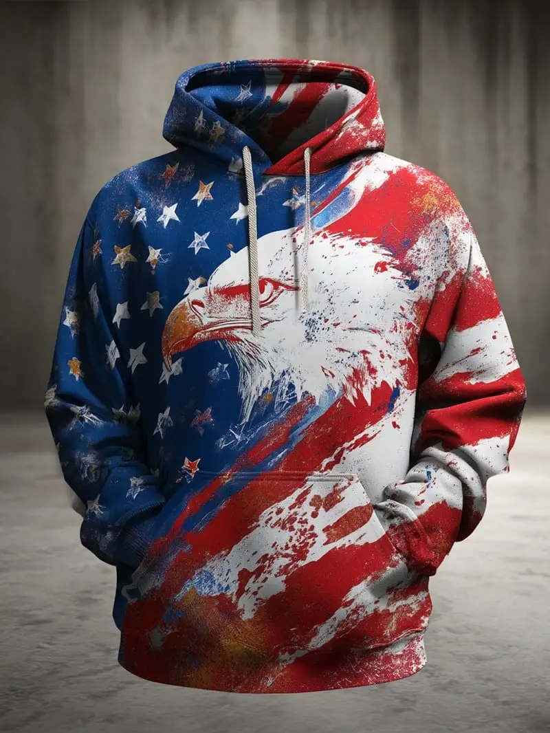 Patriotic USA 250th Anniversary Hoodie Bold American Eagle 1776 2026 Pullover Gift For Dad