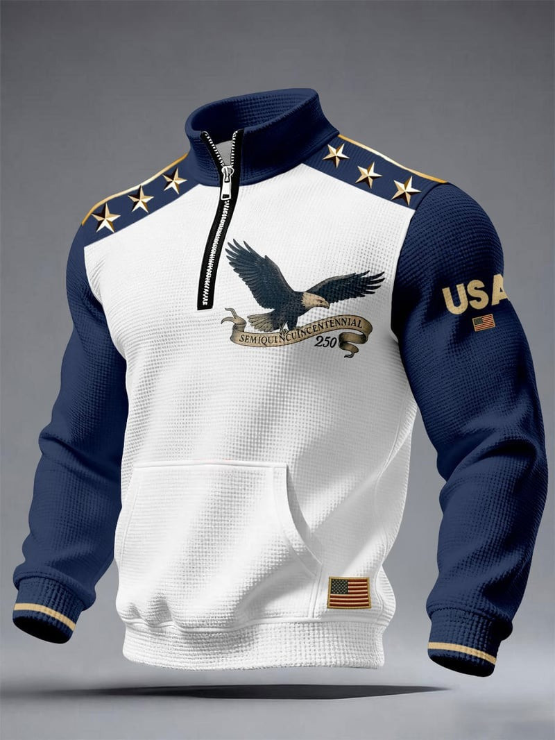 Patriotic USA Semiquincentennial Half Zip Sweatshirt 250Th Anniversary Merch Gift For Men Patriotic USA Semiquincentennial Half Zip Sweatshirt 250Th Anniversary Merch Gift For Men - Image 1