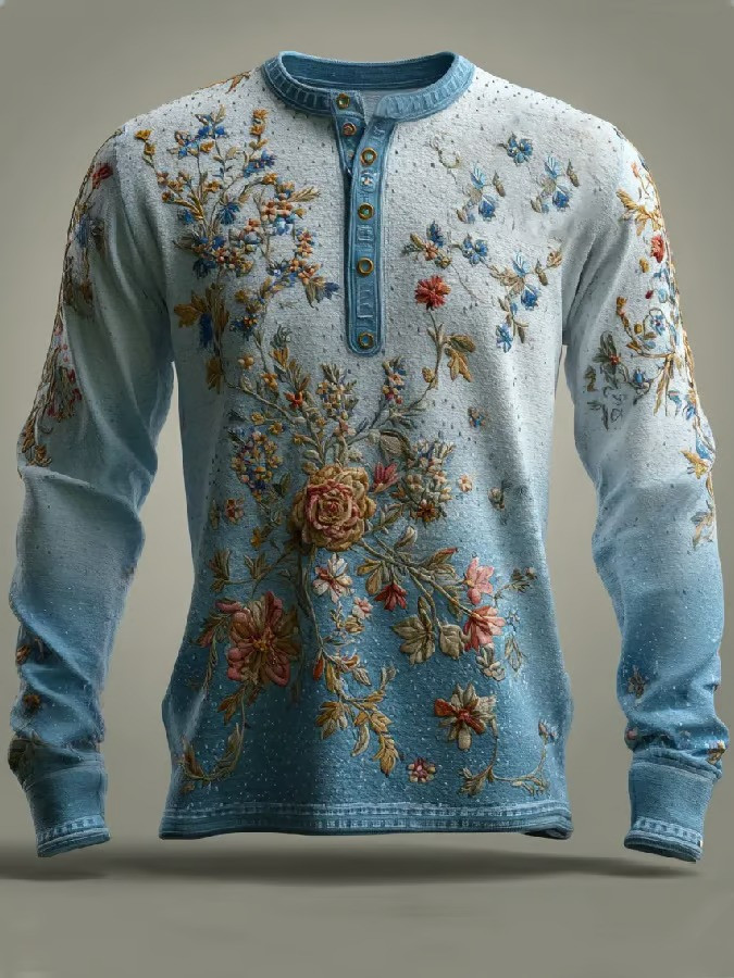 Patriotic Wildflower Garden Botanical Button Long Sleeve Button Up Shirt 250th Anniversary Gift For Mom
