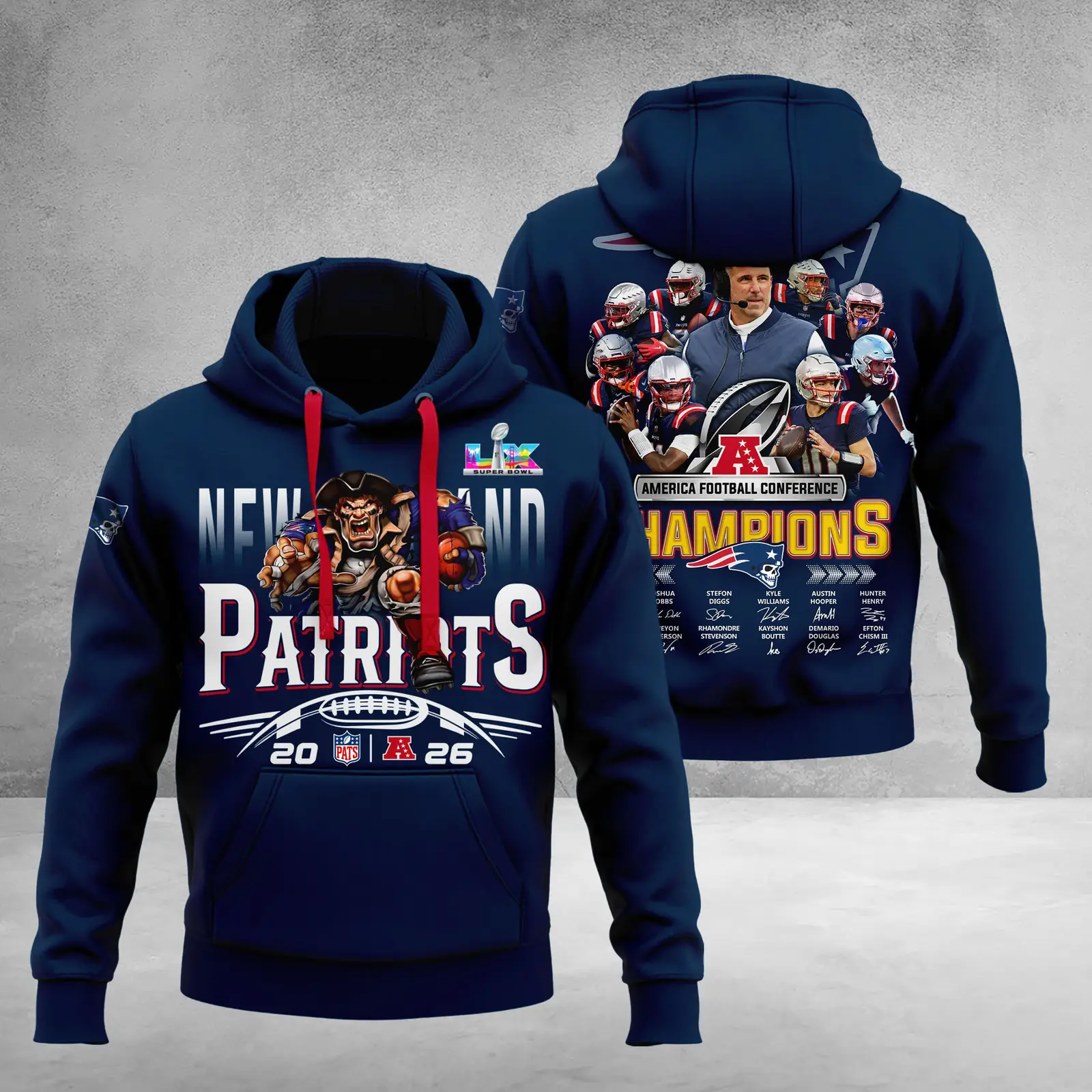 Patriots Champions Hoodie New England AFC Champions Clothing Gift For Fans Patriots Champions Hoodie New England AFC Champions Clothing Gift For Fans - Image 1