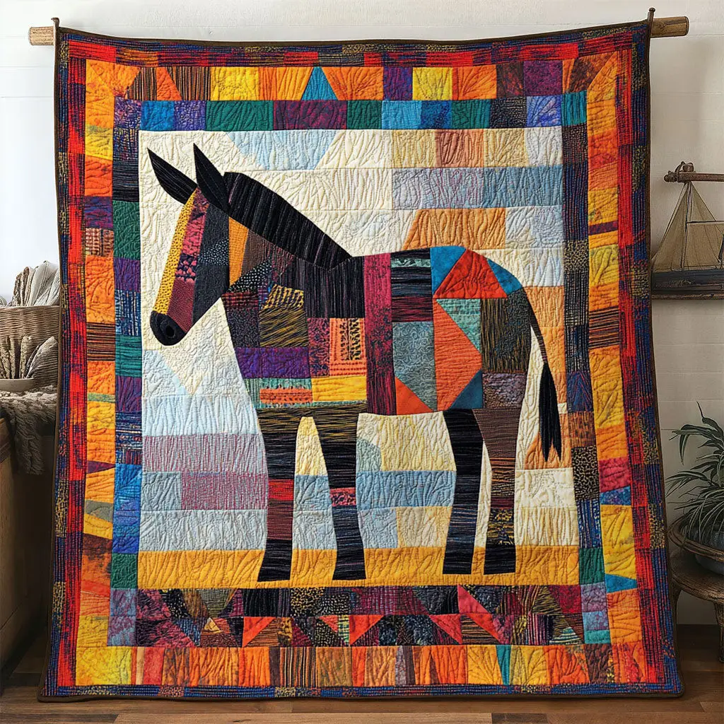Pattern Donkey Quilt Soft Quilt Blanket Gift for Comfortable Nights Pattern Donkey Quilt Soft Quilt Blanket Gift for Comfortable Nights - Image 1
