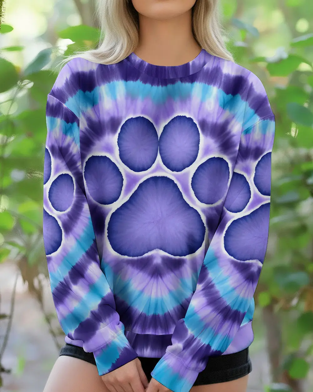 Paw Apparently I Have An Attitude Tie Dye Sweatshirt Cute Purple Paw Apparel Gift For Dog Lover
