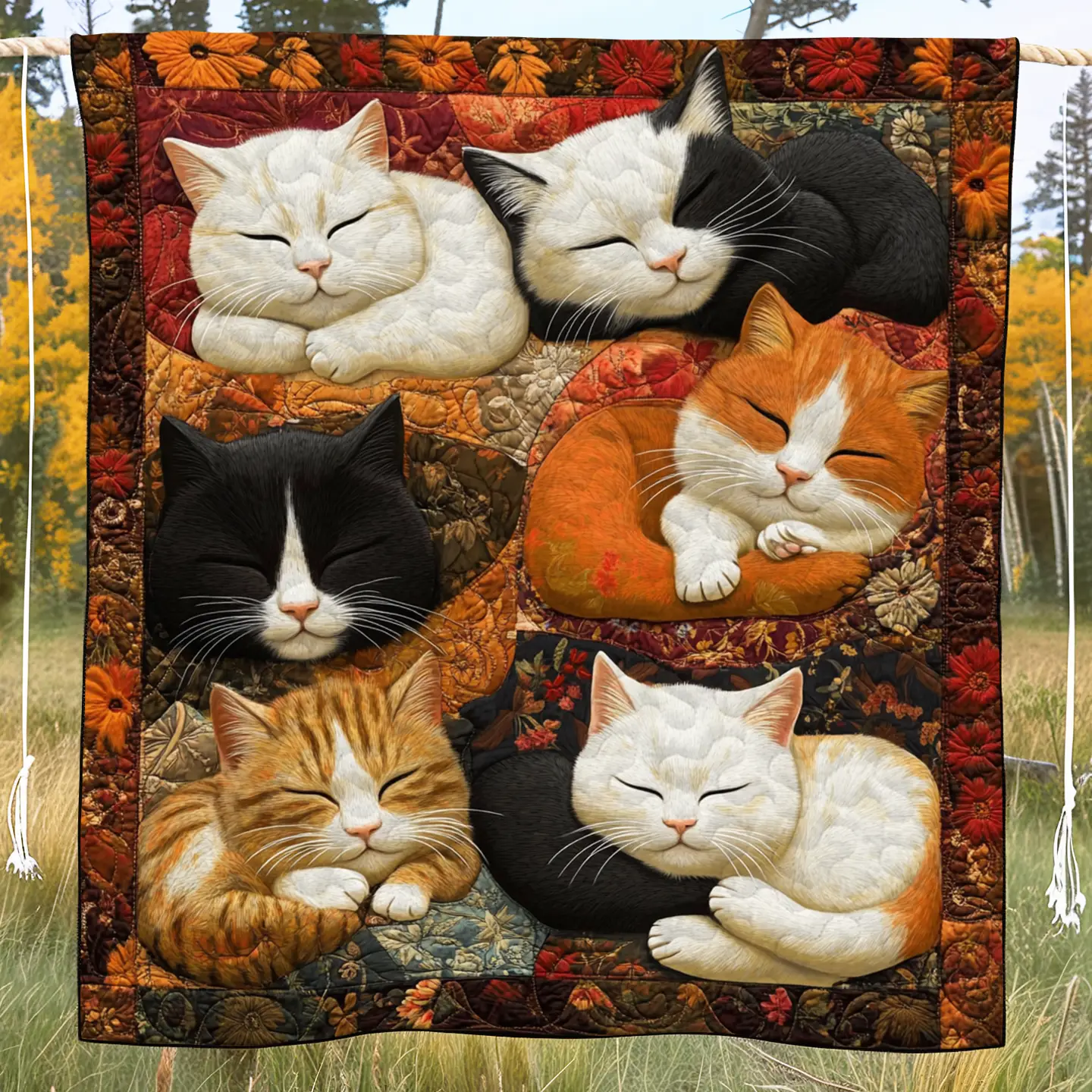 Pawsome Kitten Garden Theme Quilted Blanket Cute Kitten Gift Ideas For Cat Owners