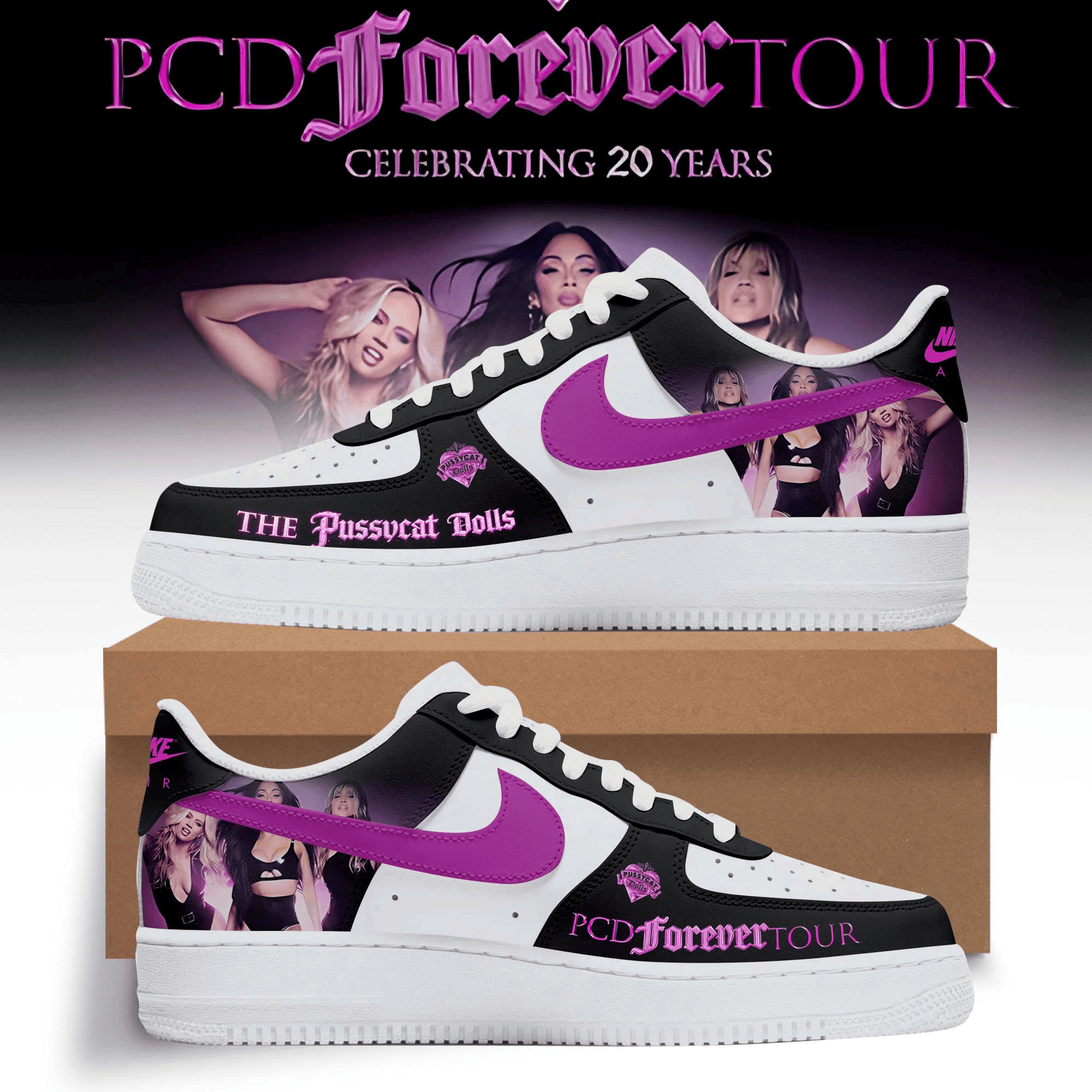 PCD Forever Tour Air Force 1 Sneakers 20 Years Anniversary Pop Music Fan Shoes Gift