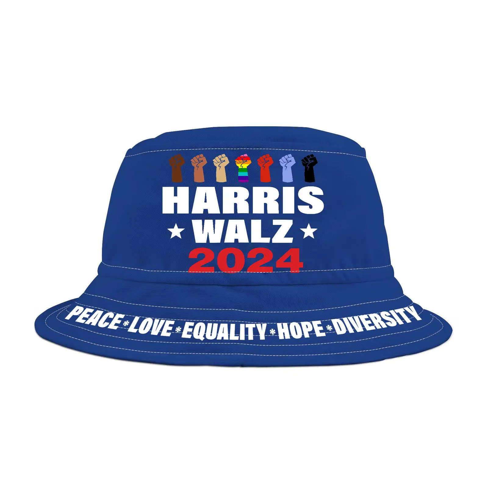 Peace Love Equality Hope Diversity Harris Walz 2024 Political Campaign Bucket Hat