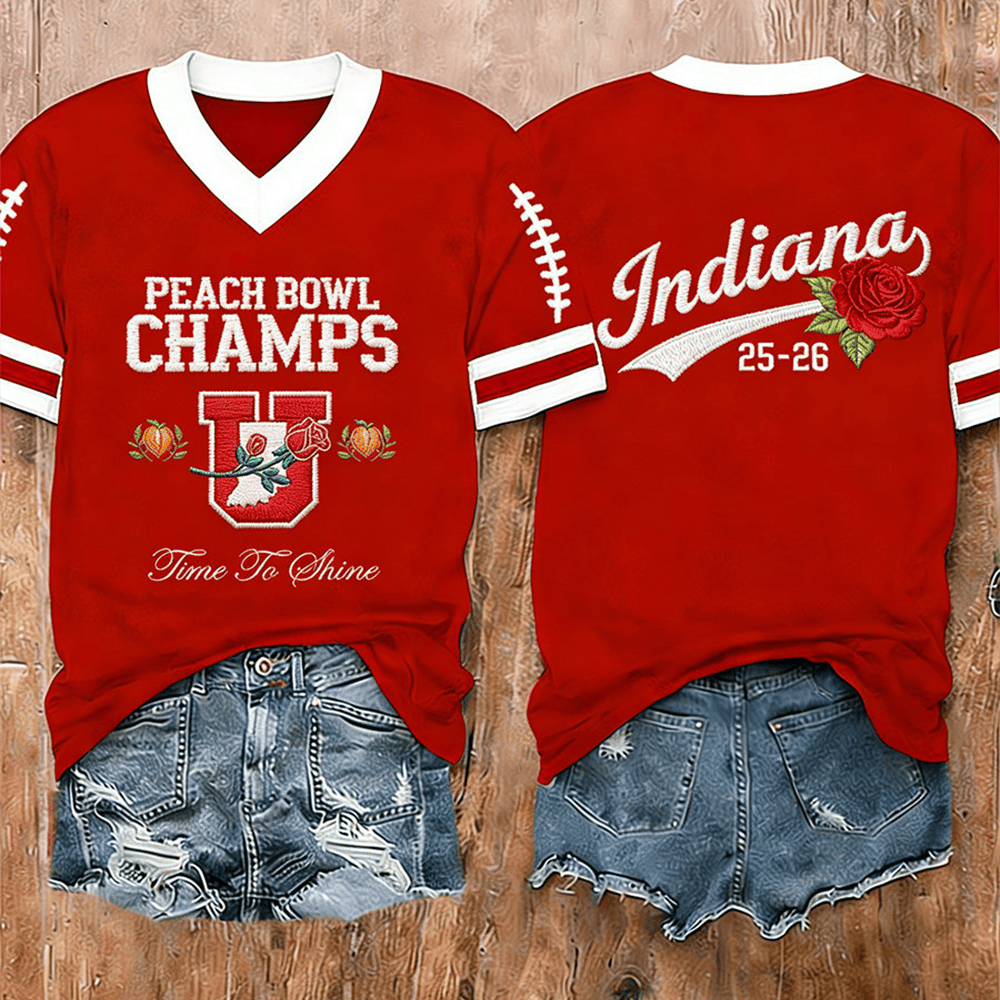 Peach Bowl Champs IU Jersey Indiana Hoosiers Clothing Line Gift For Her Peach Bowl Champs IU Jersey Indiana Hoosiers Clothing Line Gift For Her - Image 1
