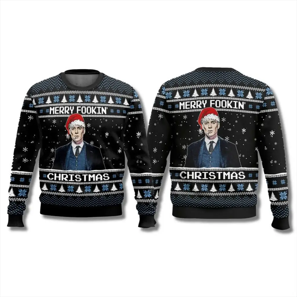 Peaky Blinders Merry Fookin Christmas Ugly Sweater Christmas Present Ideas For Boyfriend - WearandDecor