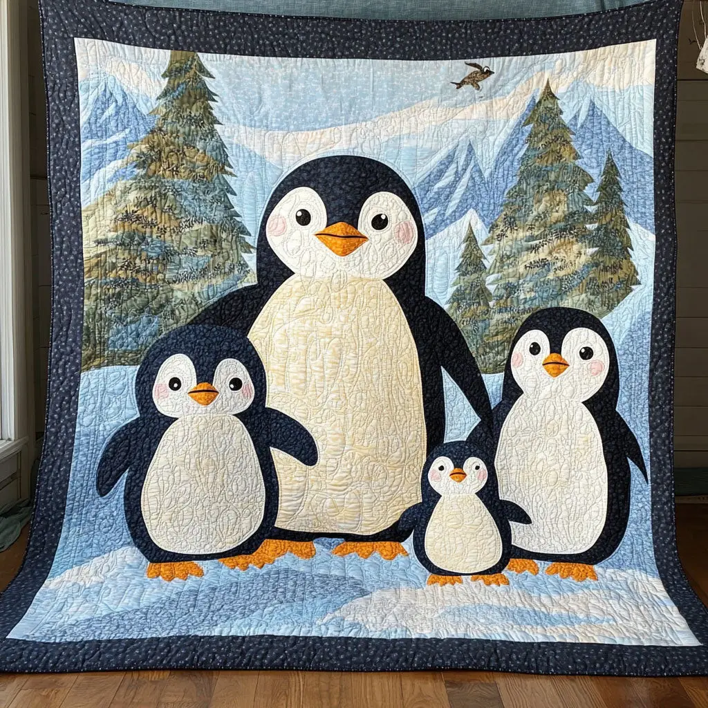 Penguin Family Quilt Easter Throw Blanket Mother's Day Gifts For Daughter