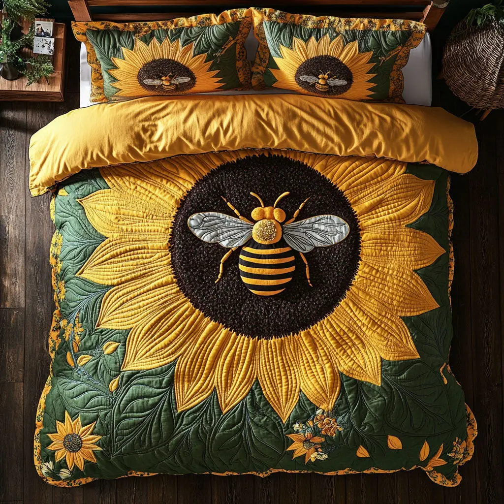 Perched On Flower Quilted Bedding Set Duvet Cover Bedspread  Bedroom Decor For Parents