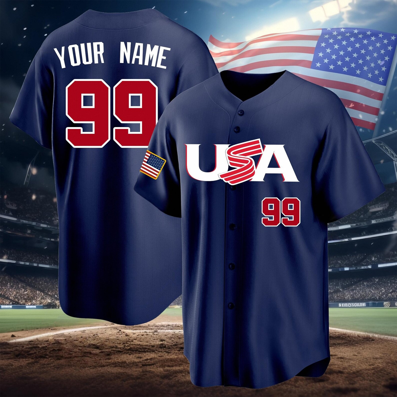 Personalised Team USA Baseball Jersey World Baseball Classic 2026 Clothing WBC Merch Gifts