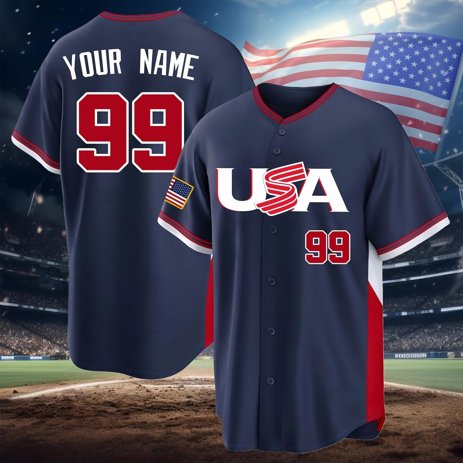 Personalised Team USA Baseball Jersey World Baseball Classic 2026 USA Apparel For Sale