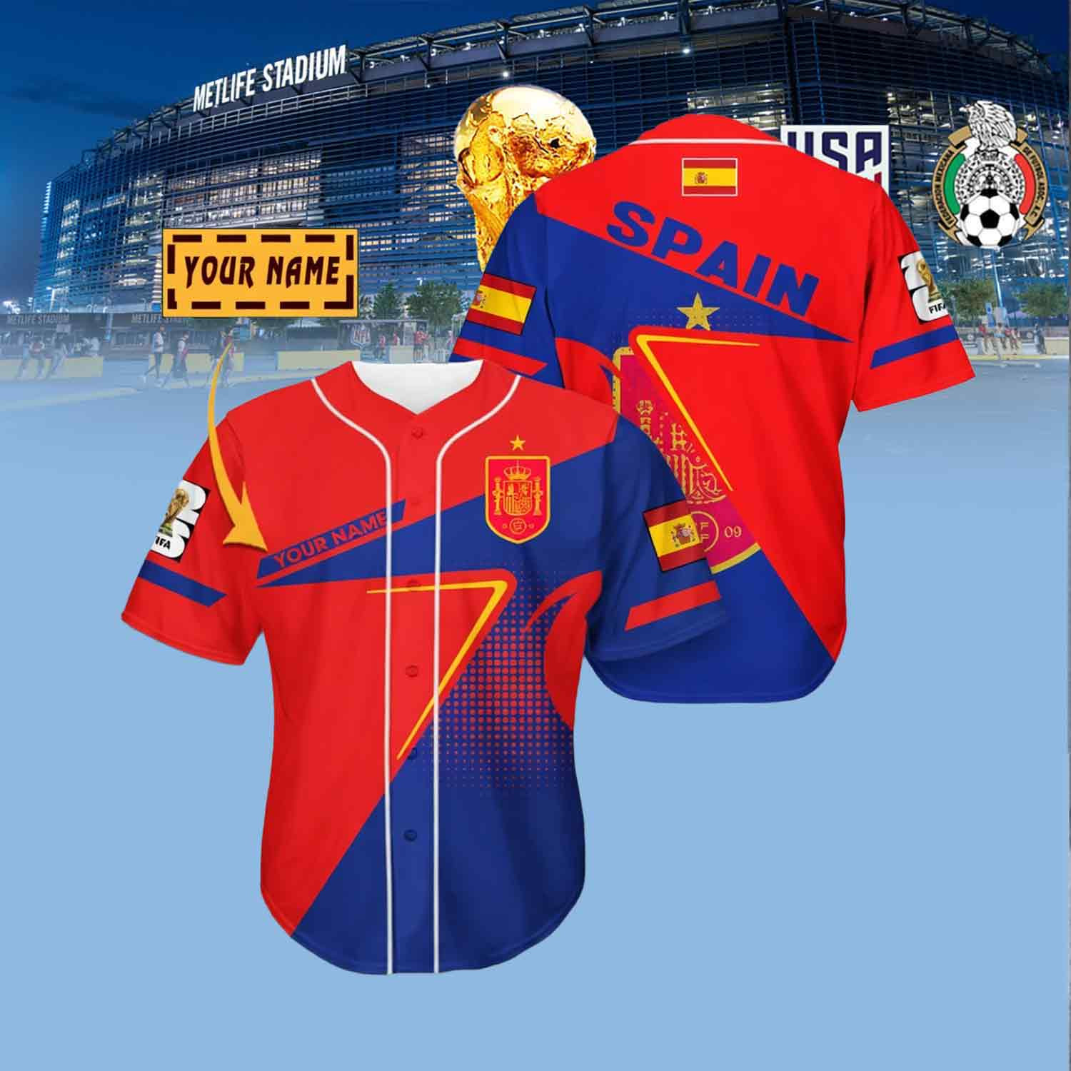 Personalize Spain National Team Jersey Shirt Game Day Apparel Gifts For Football Lovers