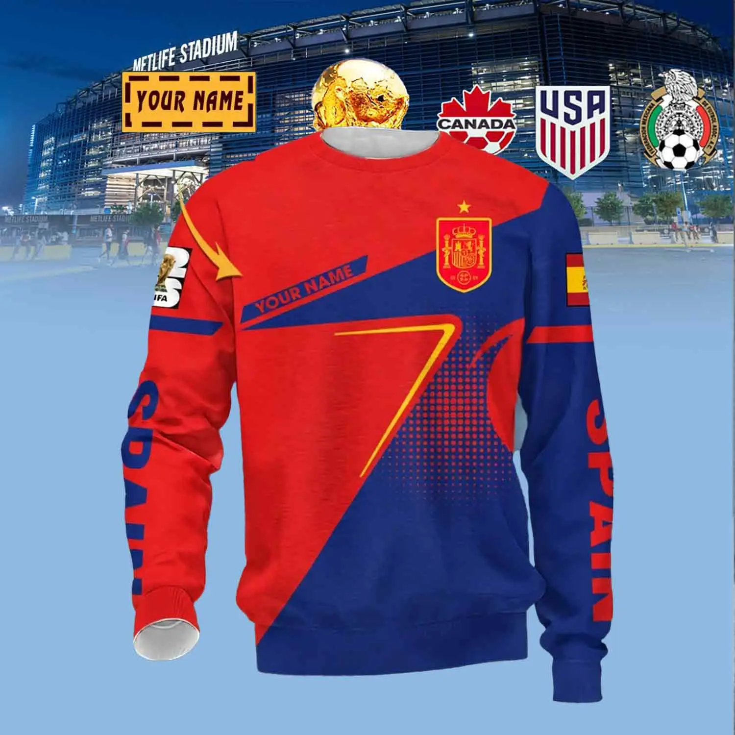 Personalize Spain National Team Sweatshirt Game Day Apparel Cool Gifts For Spain Lovers Personalize Spain National Team Sweatshirt Game Day Apparel Cool Gifts For Spain Lovers - Image 1