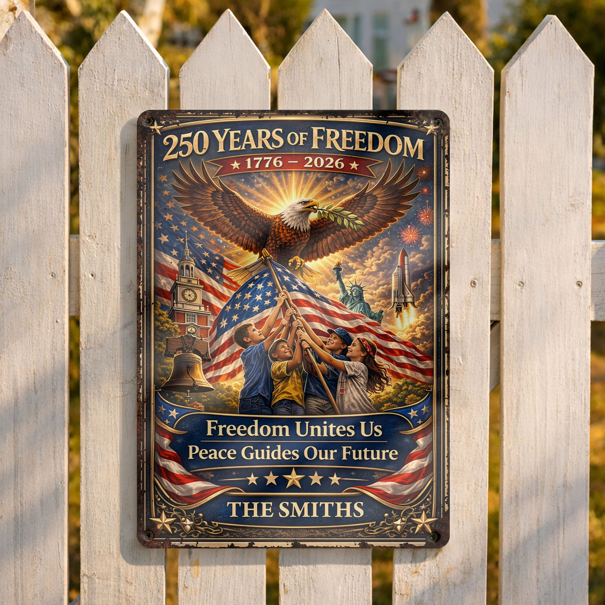 Personalized 1776 2026 250th Anniversary 250 Freedom Eagle Metal Sign Gift Ideas Personalized 1776 2026 250th Anniversary 250 Freedom Eagle Metal Sign Gift Ideas - Image 1