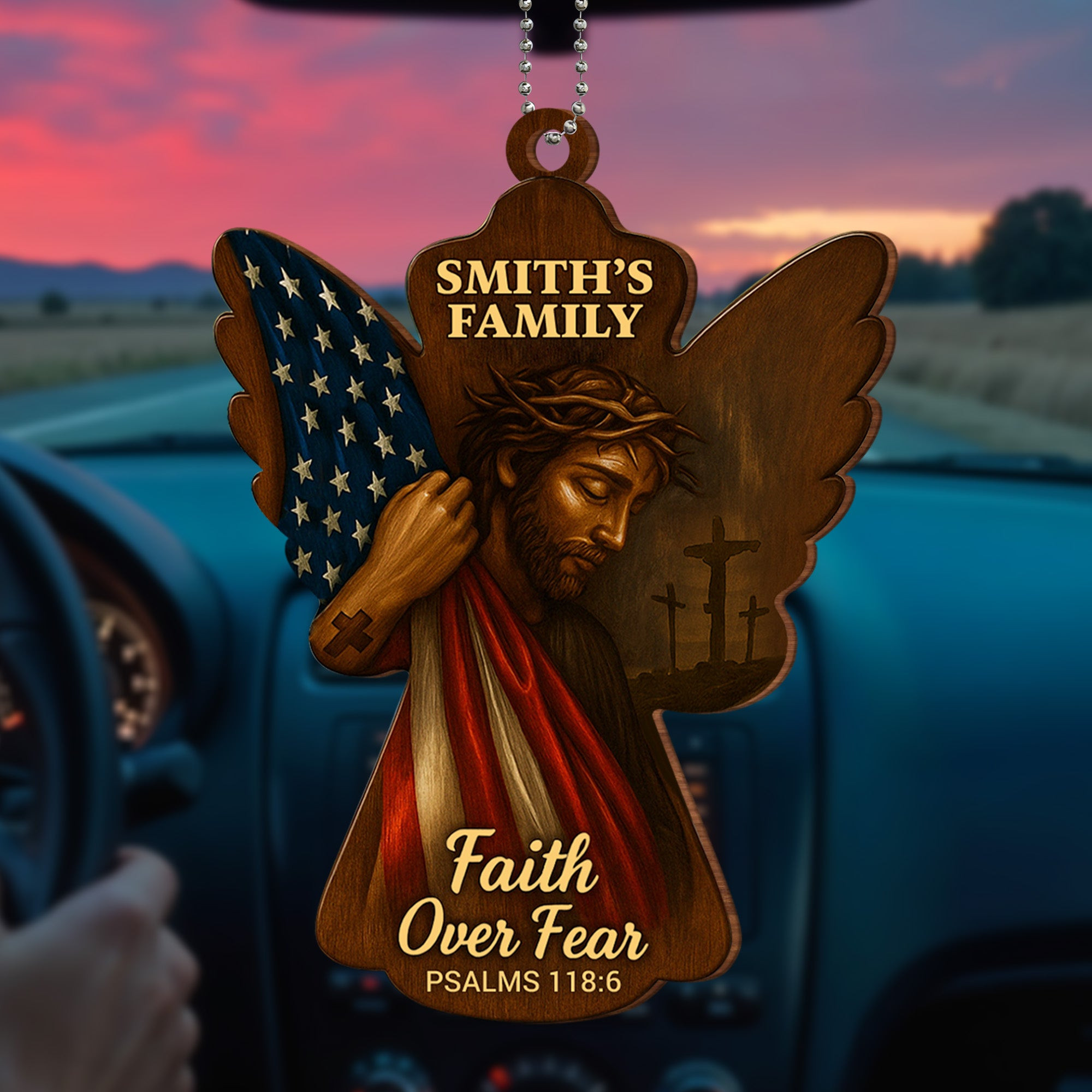 Personalized 1776 2026 250th Anniversary Faith Flag Car Ornament Gift For Believer Personalized 1776 2026 250th Anniversary Faith Flag Car Ornament Gift For Believer - Image 1