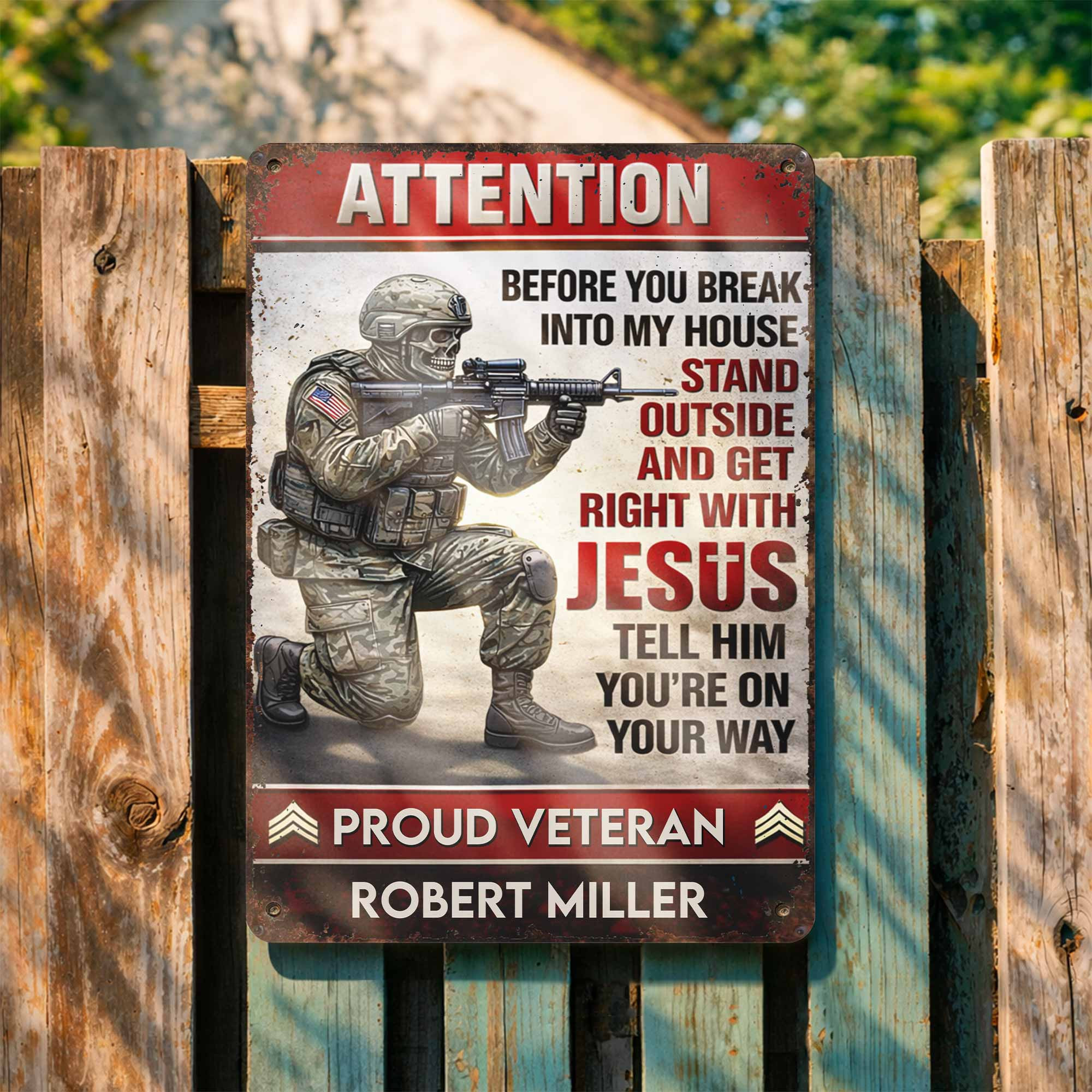 Personalized 1776 2026 250th Anniversary Jesus Soldier Flag Metal Sign Gift For Dad