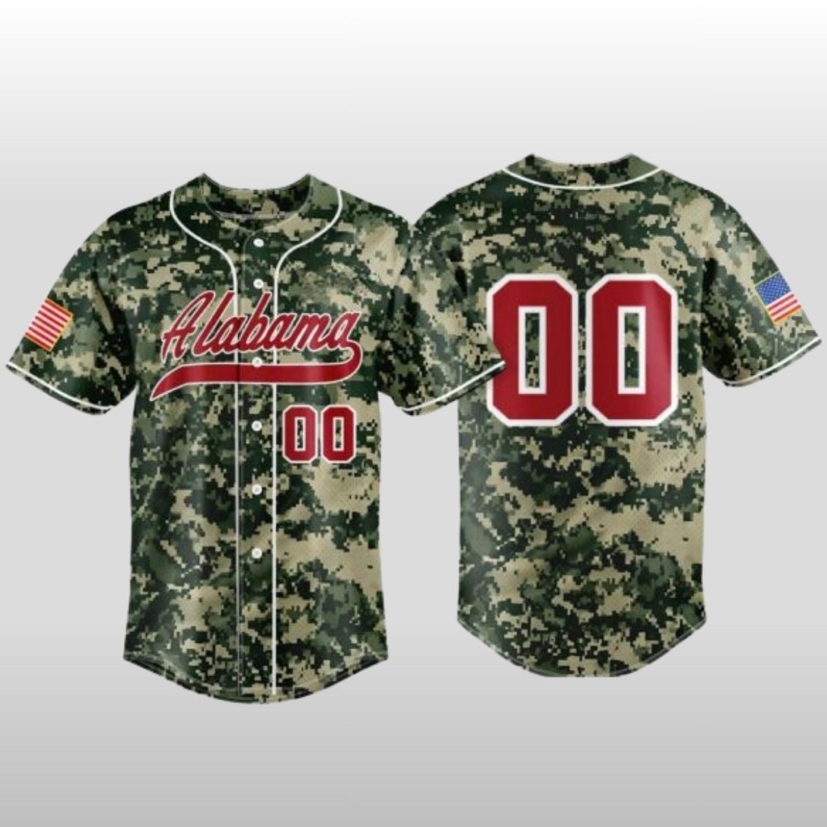 Personalized 2026 Alabama Crimson Tide Digital Camo Baseball Jersey