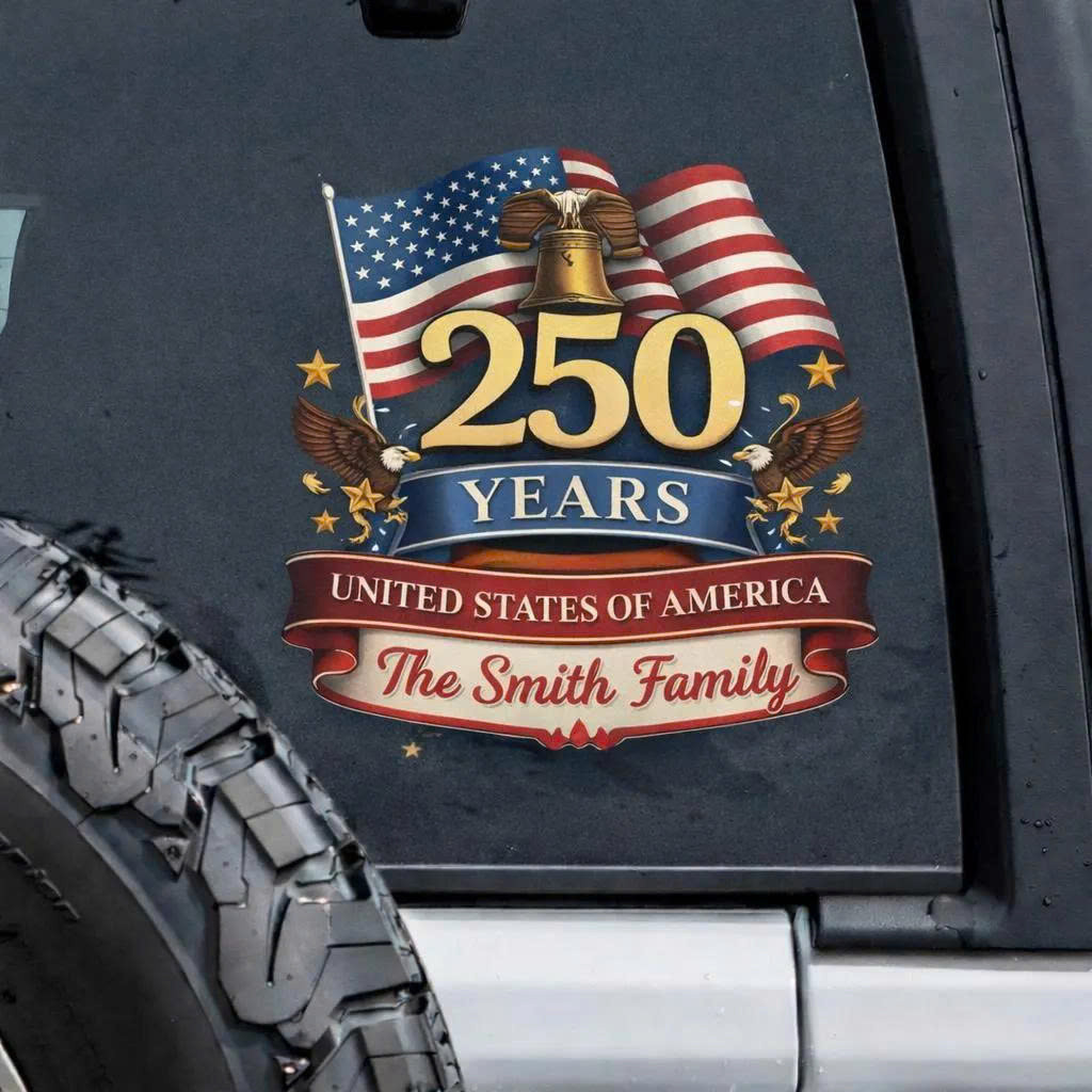 Personalized 250 USA Eagle Car Decal Sticker Custom Family Name 1776 2026 Independence Day Gift Personalized 250 USA Eagle Car Decal Sticker Custom Family Name 1776 2026 Independence Day Gift - Image 1