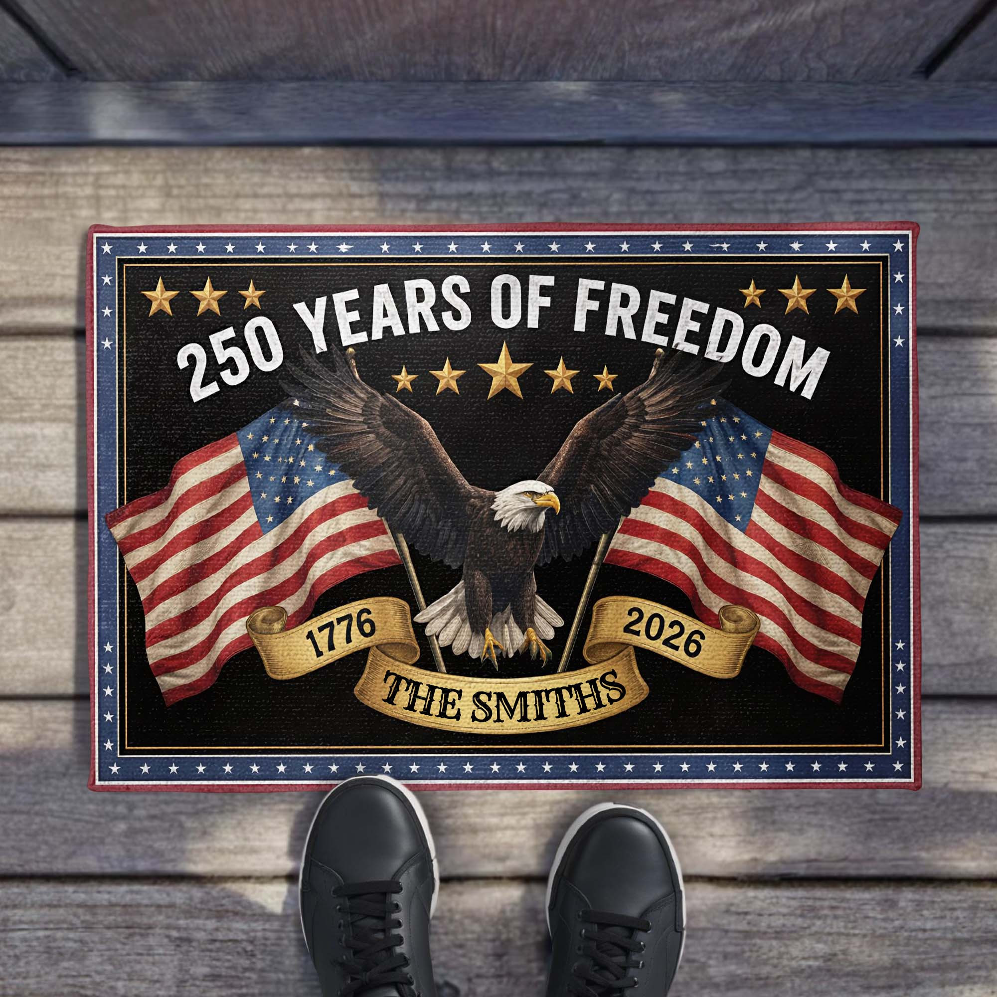 Personalized 250 Years Of Freedom Doormat 4th of July Gift For Patriotic Families
