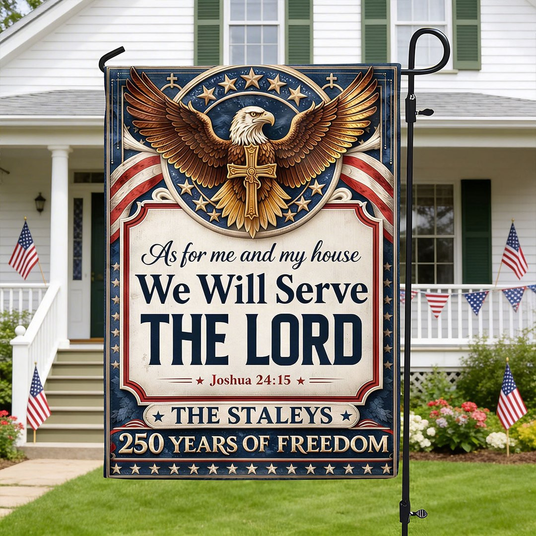 Personalized 250 Years Of Freedom Flag We Will Serve The Lord Flag Religious Gift Personalized 250 Years Of Freedom Flag We Will Serve The Lord Flag Religious Gift - Image 1