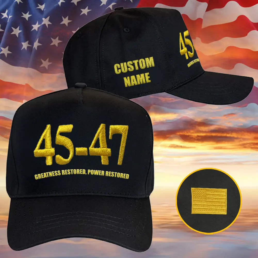 Personalized 45-47 Hat Embroidered Greatness Restored Power Restored Hat Patriotic America Merch