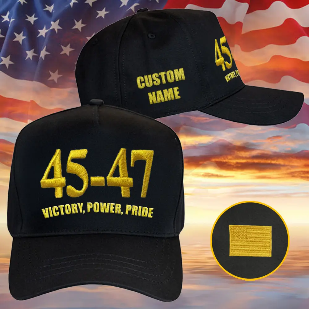 Personalized 45-47 Hat Embroidered Victory Power Pride Hat Patriotic America Merch Gifts