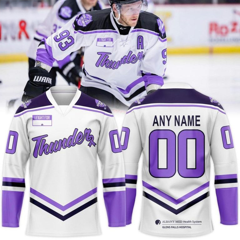 Personalized Adirondack Thunder Fights Cancer 2026 Hockey Jersey Shirt Adirondack Thunder Merch