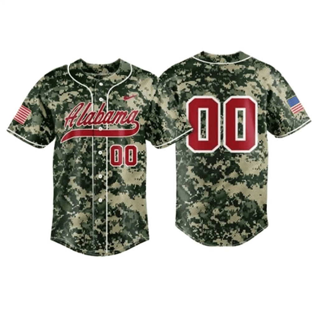 Personalized Alabama Crimson Tide Military Night 2026 Baseball Jersey Fan Merch Gifts For Him