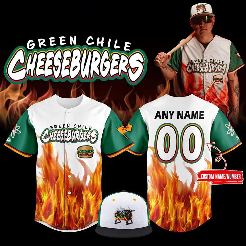 Personalized Albuquerque Isotopes 2026 Green Chile Cheeseburgers Baseball Jersey Isotopes Merch
