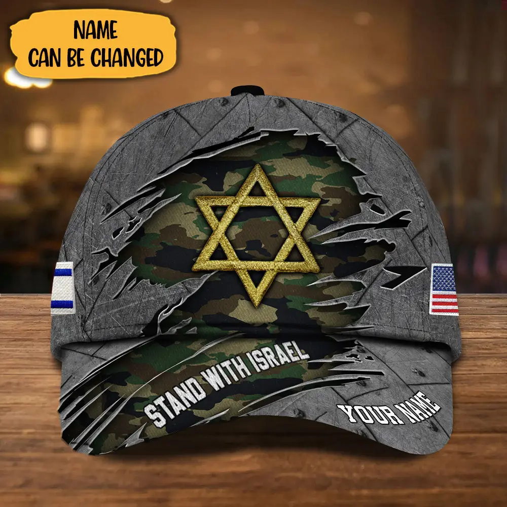 Personalized American Stand With Israel Hat Camo Israel Hat Israeli Gifts