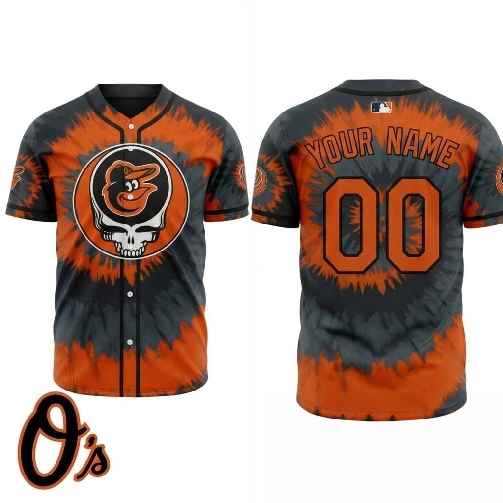Personalized Baltimore Orioles x Grateful Dead Baseball Jersey Orioles Merch Fan Gifts