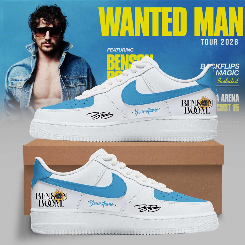 Personalized Benson Boone Wanted Man Tour 2026 Air Force 1 Shoes Benson Boone Merch For Fan
