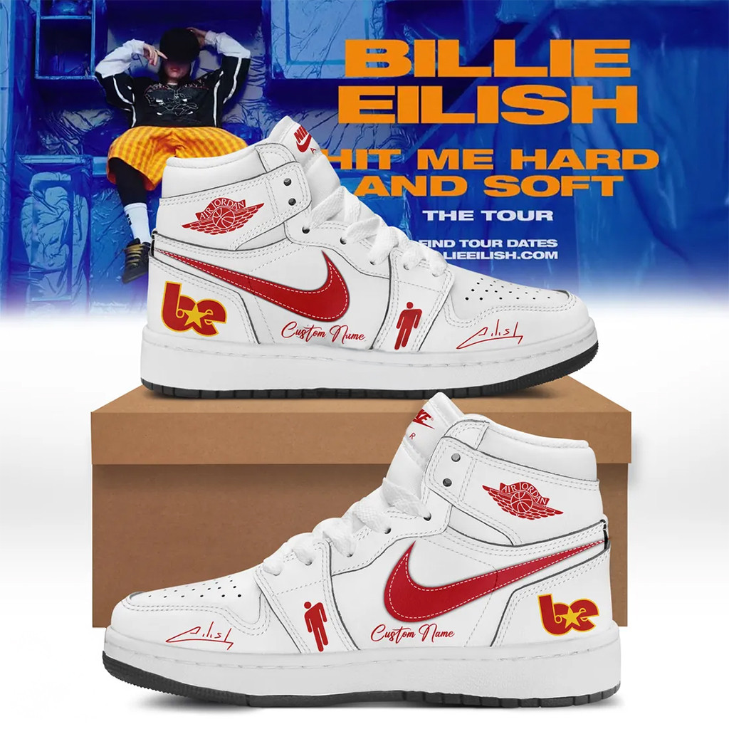 Personalized Billie Eilish Hit Me Hard And Soft Tour AJ1 Shoes Sneakers Billie Eilish Merch