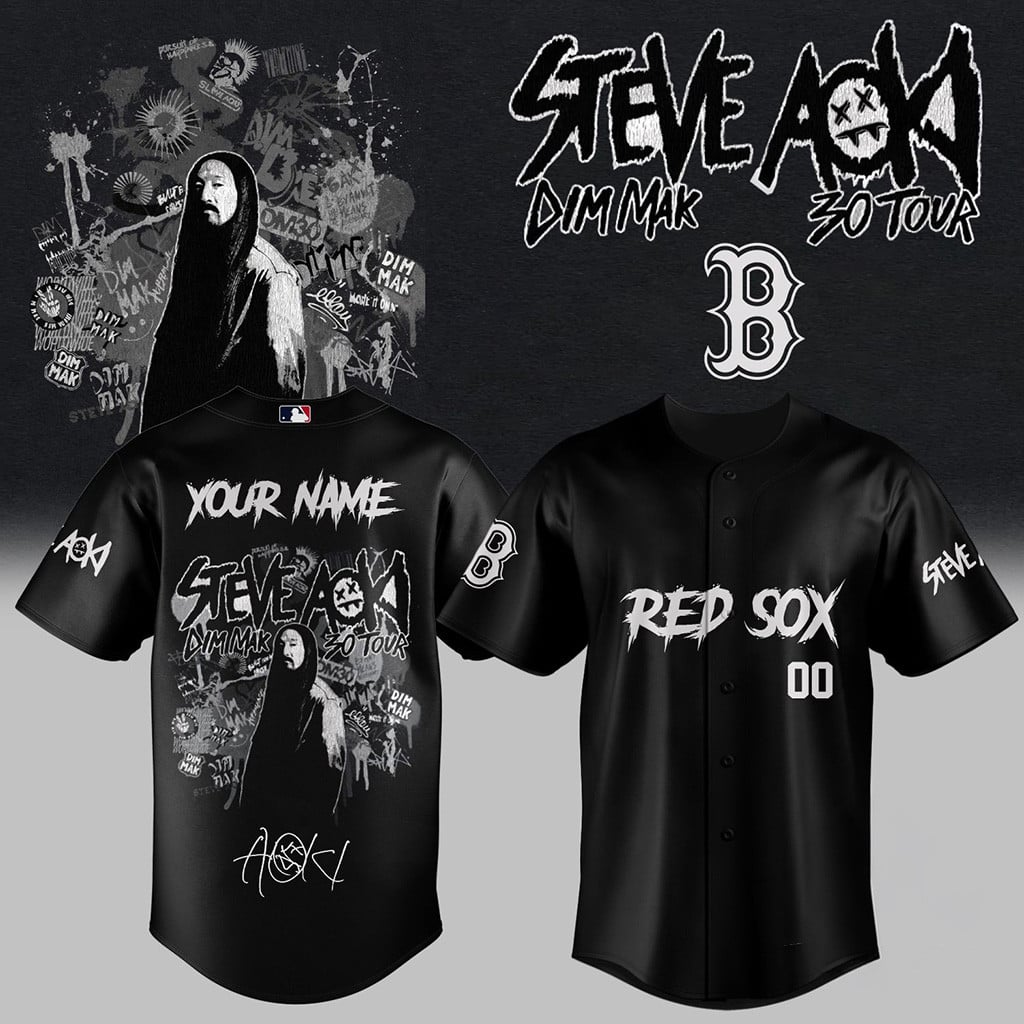 Personalized Boston Red Sox Steve Aoki Dim Mak 3 0 Tour Baseball Jersey Red Sox Merch Gifts