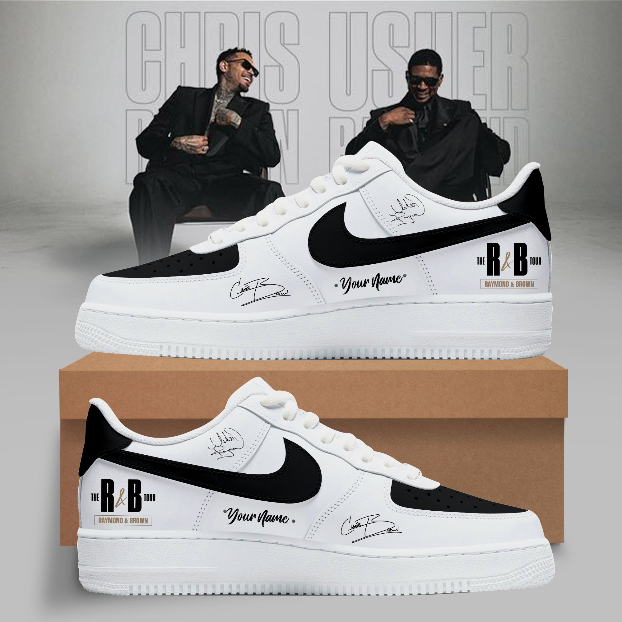 Personalized Chris Brown and Usher The R&B Tour Shoes Chris Brown Merch Gifts For Music Fans