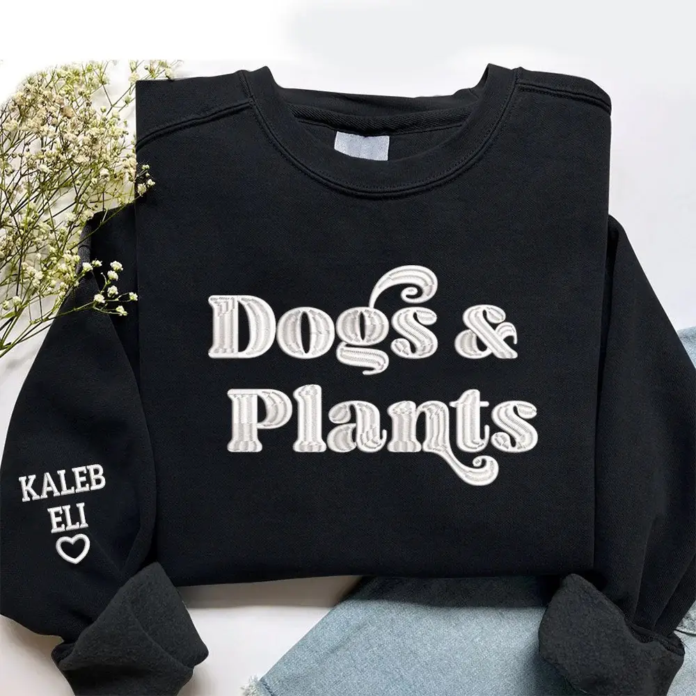Personalized Dogs And Plants Sweatshirt Botanical Pet Lover Crewneck Cute Gift for Her Personalized Dogs And Plants Sweatshirt Botanical Pet Lover Crewneck Cute Gift for Her - Image 1