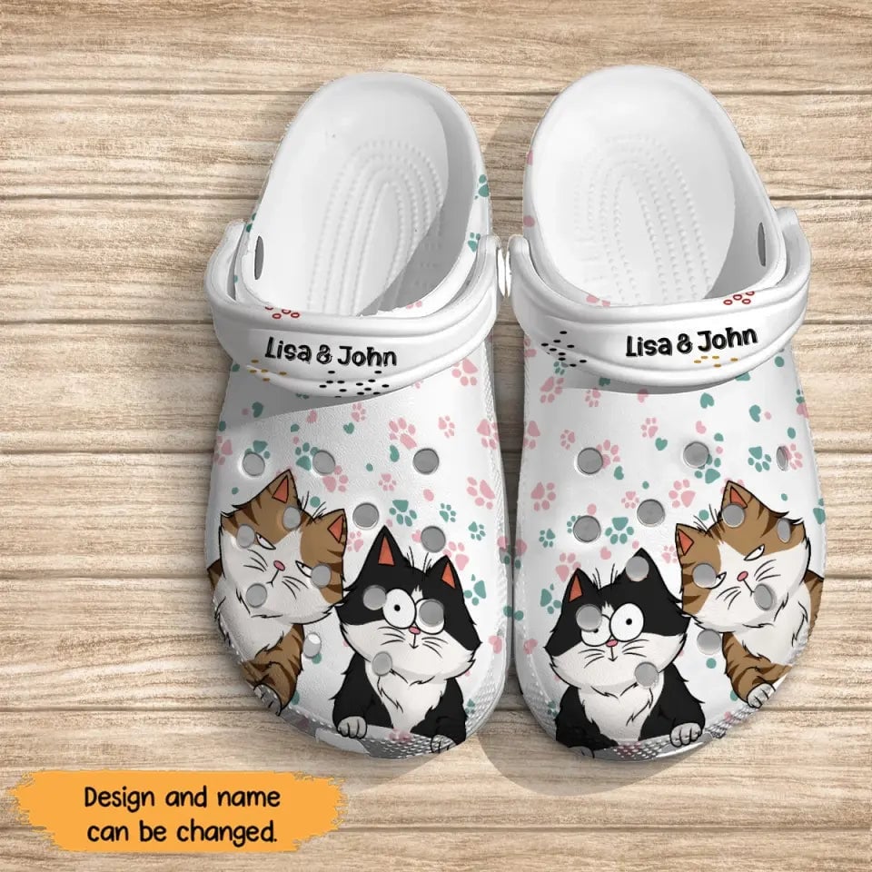 Personalized Funny Cat Cute lovers Cat Mom Cat Dad Gift Clogs Slipper Shoes Printed AUG202356HN