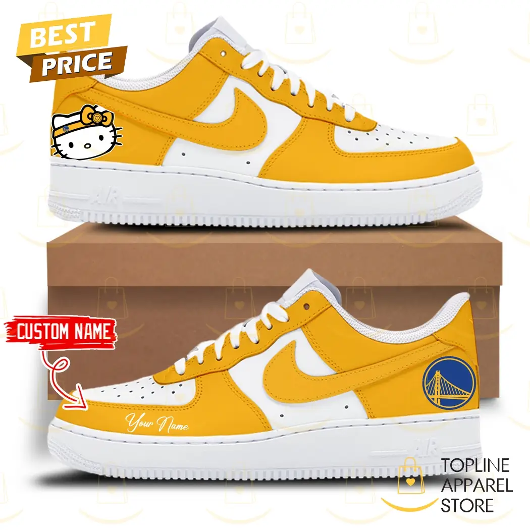 Personalized Golden State Warriors x Hello Kitty Air Force 1 Personalized Golden State Warriors x Hello Kitty Air Force 1 - Image 1