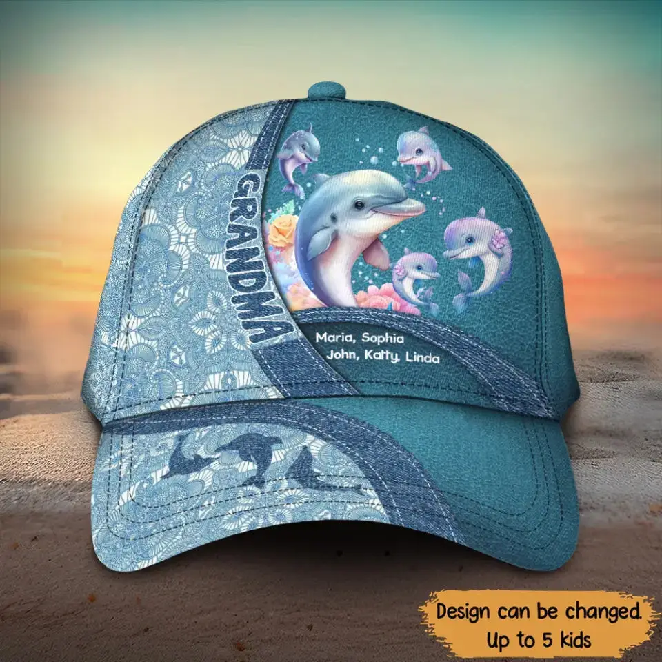 Personalized Grandma Dolphin And Kid Names Hat Best Mothers Day Gifts Personalized Grandma Dolphin And Kid Names Hat Best Mothers Day Gifts - Image 1