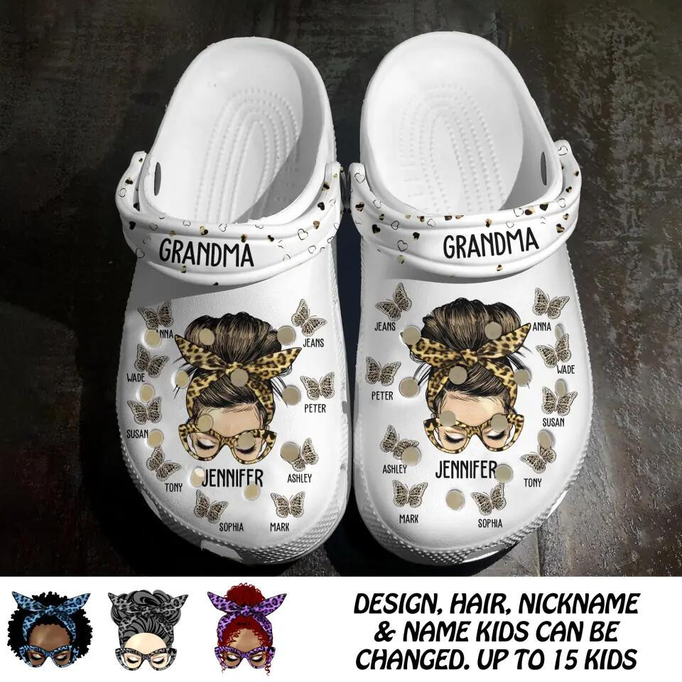 Personalized Grandma Mommy Nana Aunt Kid Name Clog Slipper Shoes Mother's Day Gift For Daughter From Mom