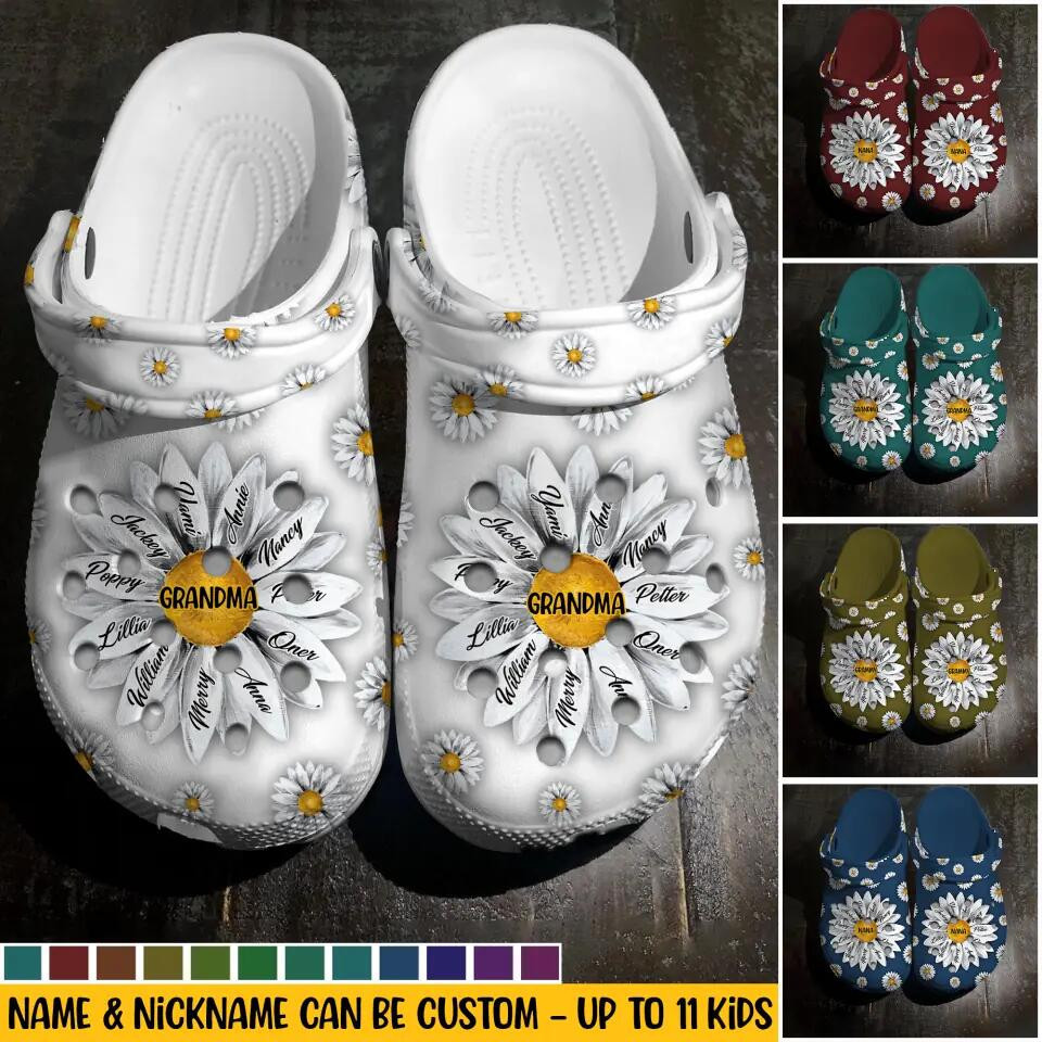 Personalized Grandma Nana Aunt Mom Suower Hippie Kid Name Clog Slipper Shoes Good Mother's Day Gifts For Mom