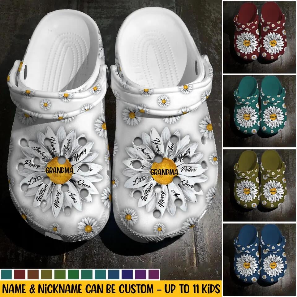 Personalized Grandma Nana Aunt Mom Suower Hippie Kid Name Clog Slipper Shoes Printed 23FEB-HQ27 Personalized Grandma Nana Aunt Mom Suower Hippie Kid Name Clog Slipper Shoes Printed 23FEB-HQ27 - Image 1